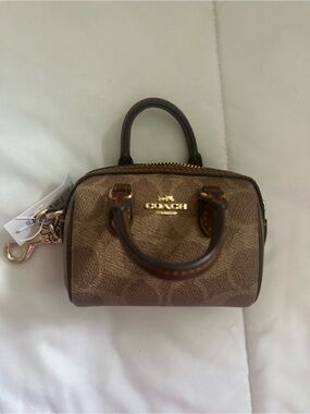 Coach Brown Signature Mini Satchel Rowan charm